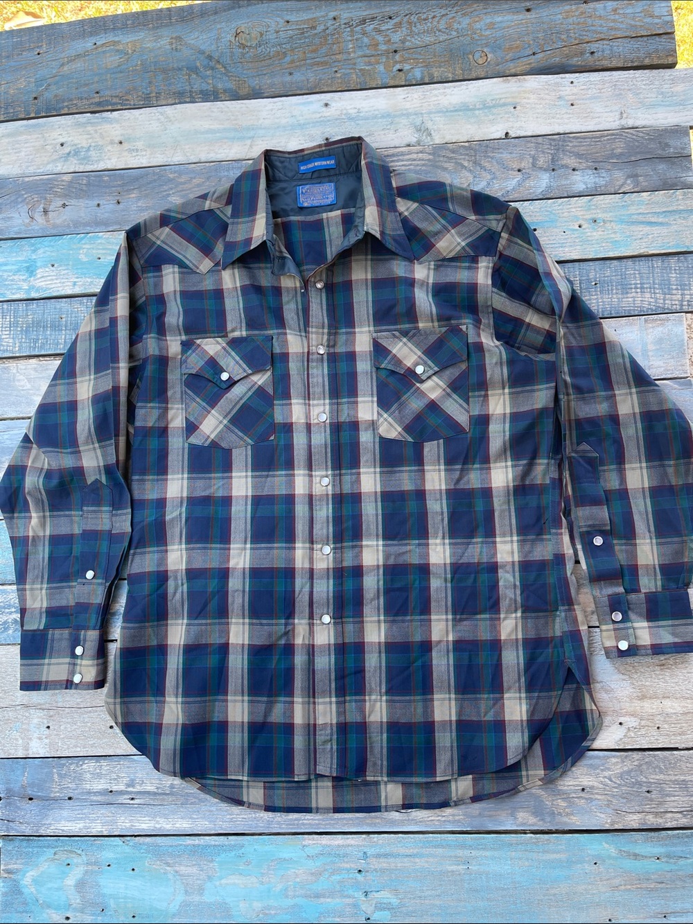 Vintage Pendleton 100% Virgin Wool Snap On Button Up Shirt Made In The USA